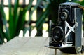 The old Twin Lens Reflex camera ÃÂ Zeca-FlexÃÂ on blurred back ground Royalty Free Stock Photo